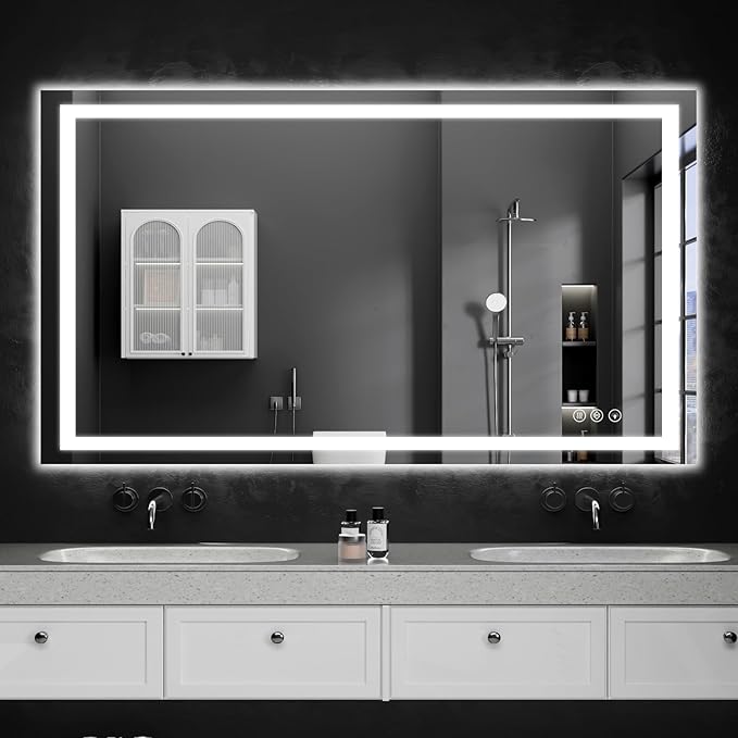 36"x48" LED Bathroom Mirror with Lights, Dimmable，Anti-Fog，Bathroom Vanity Mirror for Wall, Backlit + Front Lit, Memory Function, Shatter-Proof，Tempered Glass