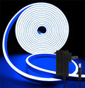 Blue Neon Rope Light, 5M Cuttable LED Strip Lights with Power Plug, 12V Waterproof Flexible Dimmable Lights Kit for Bedroom TV Backlight Gaming Room Monitor Kitchen Cabinet Bar Wall Stage Stairs Decor