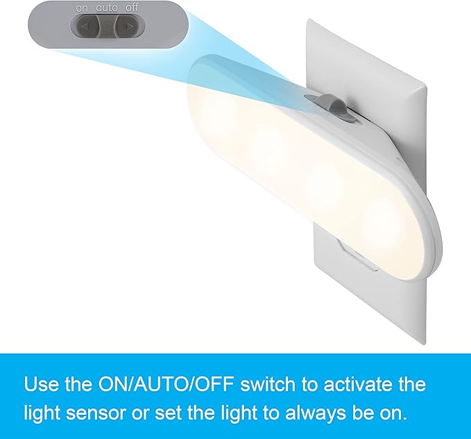 GE Ultrabrite LED Light Bar Night Lights Plug Into Wall Room Decor Ambient Lighting Dusk to Dawn Sensor Bright Nightlight, White, 100 Lumens, 1 Pack