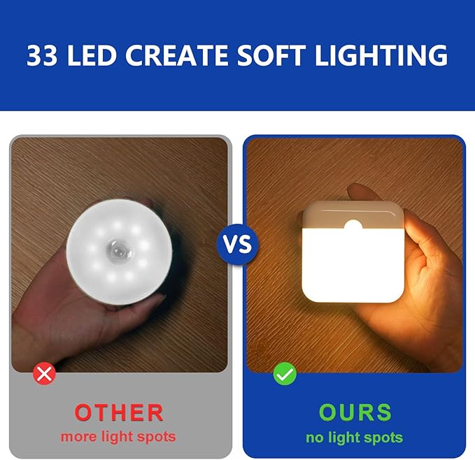 2 Pcs Magetic Night Light Motion Sensor Cruise Ship Approved with USB Cable LED Rechargeable Battery for Indoor Use in Bathroom Hallway Cabin Toilet Bed Stair for Travel Cruise Essentials 2026