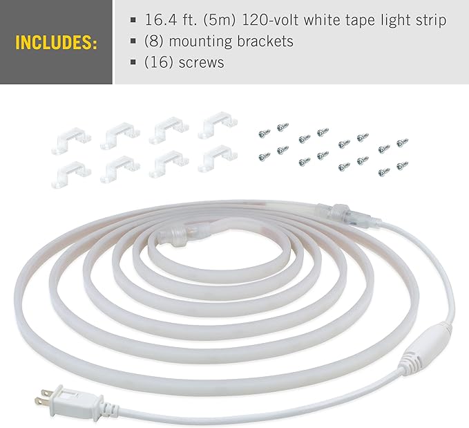 Armacost Lighting RibbonFlex Pro Outdoor 16.4 ft 120V Plug-in Bright White 4000K LED Strip Light Kit 159430