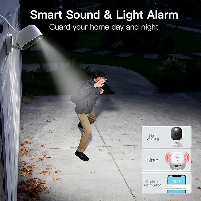 Vimtag Security Camera Outdoor 2.5K, 2.4G/5G Smart Wi-Fi Cameras for Home Security with Color Night Vision, Motion Activated Spotlight/Siren, IP66,2-Way Audio, Support Cloud/512G SD Card Storage,Wired