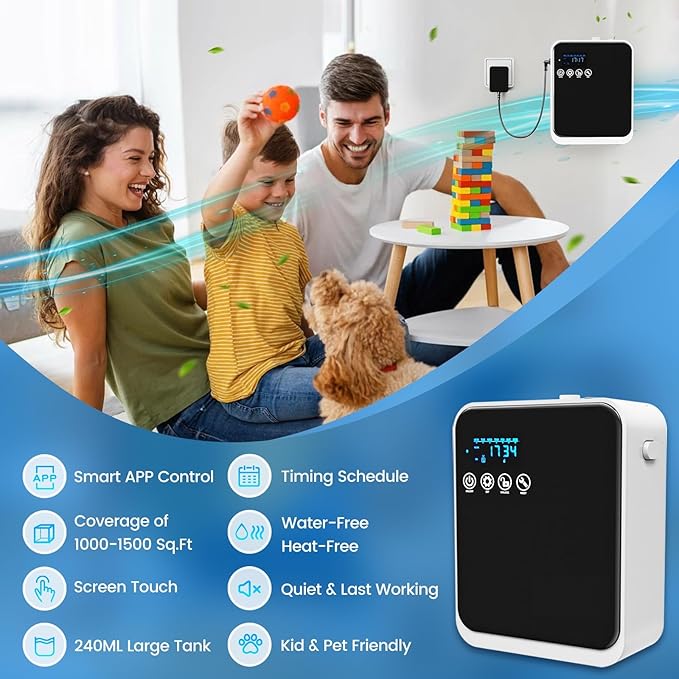 Waterless Essential Oil Diffuser,Hotel Home Aromatherapy Scent Diffuser with Smart APP & Touch Screen,250ml Capacity,1500 sq.ft Coverage|Large Room Oil Diffusers for Hotel Collection,Easter Day Gift