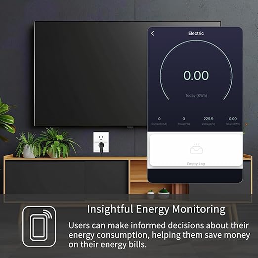 Smart Plug Mini with Energy Monitoring, 2.4G Wi-Fi Outlets Support Alexa, Google Assistant, SmartThings, Tuya Smart Plug, Timer, ETL & FCC Certified,1 Pack