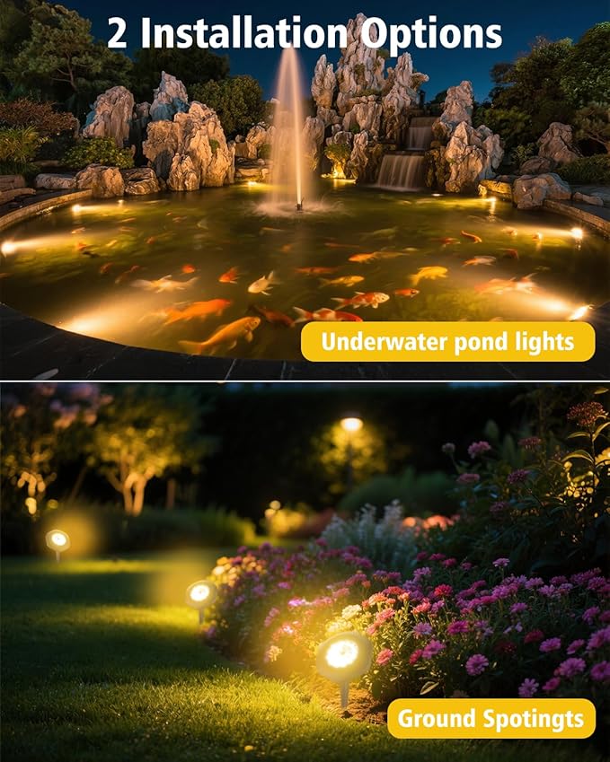 CORESLUX Solar Spot Lights Outdoor Waterproof IP68, 3-in-1 LED Warm Light Solar Landscape Lights, 2 Light Modes Pond Lights Landscape Path Lights for Outside Garden Yard Pond Pathway