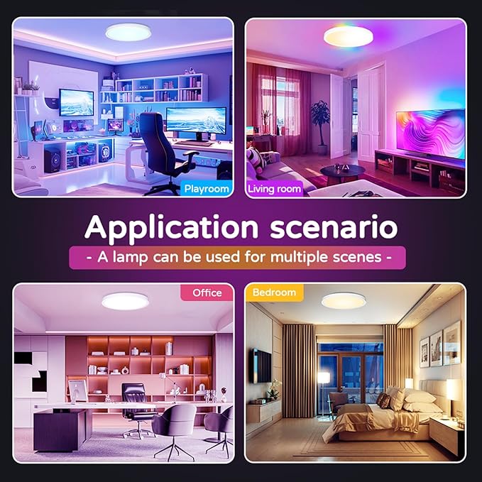 Smart Ceiling Light with Remote, 30W 2700LM Flush Mount Light Fixture LED WiFi, Works with Alexa Google Home, 2700K-6500K Color Changing Ceiling Lights for Bedroom Kitchen Living Room,12 Inch