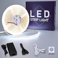 GOMING Motion Sensor COB LED Light Strip 32.8ft(10M) Cool White 6000K 3 Lighting Modes 3 Timing Off Modes 3 Brightness Modes with Power Adapter for Kitchen Cabinets Stair Showcase Bedroom Bed