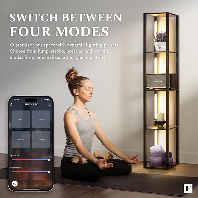 FENLO LED Floor Lamp with Shelves - Full Color Temperature Control, Adjustable Brightness and Long Lasting Integrated LED