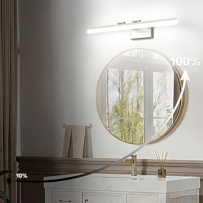 SOLFART 31.5 Inch Dimmable Bathroom Vanity Lights Over Mirror 5 Color Temperature Vanity Lighting Fixtures for Bath Brushed Nickel Bathroom Light fixtures Bar 5CCT