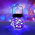 Bshine Mosaic Solar Lantern Outdoor Hanging Waterproof, Purple Mosaic Light Indoor Decorative Table, Garden Decor for Yard Outside, Path, Courtyard, Lawn, Birthday Gift for Mom Women Gardening