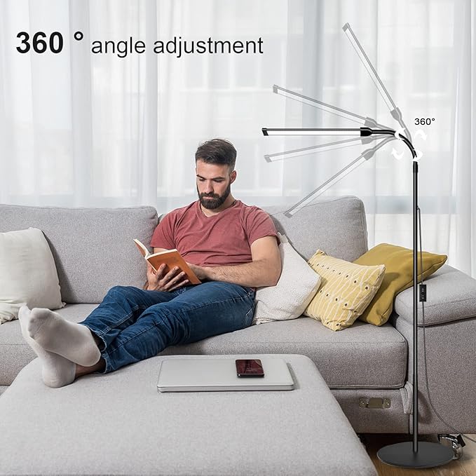 18W Tattoo Lamp Light with Stepless Adjustable 3000K-6000K Colors and Dimmer, Lash Lamp Makeup Light with USB Port, 112 Bulls Led Floor Lamp for for Living Room, Bedroom, Outdoor