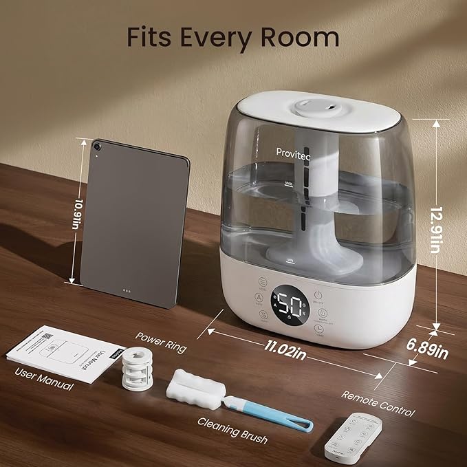 6L Self-Cleaning Humidifier for Large Room, CleanCare Warm & Cool Mist, No-Leak Design & Top Fill, 60 Hour Runtime, Quiet Ultrasonic Auto Mode with Remote Control for Bedroom & Home