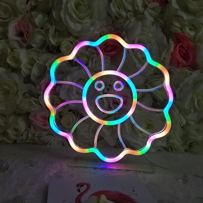 Smiling Face LED Neon Sign for Wall Decor USB Adjustable Brightness Living Room Bars Barbers Pub Wedding Party Salon Club Gatherings Gaming Room Man Cave Halloween Christmas Birthday Art Wall Decor
