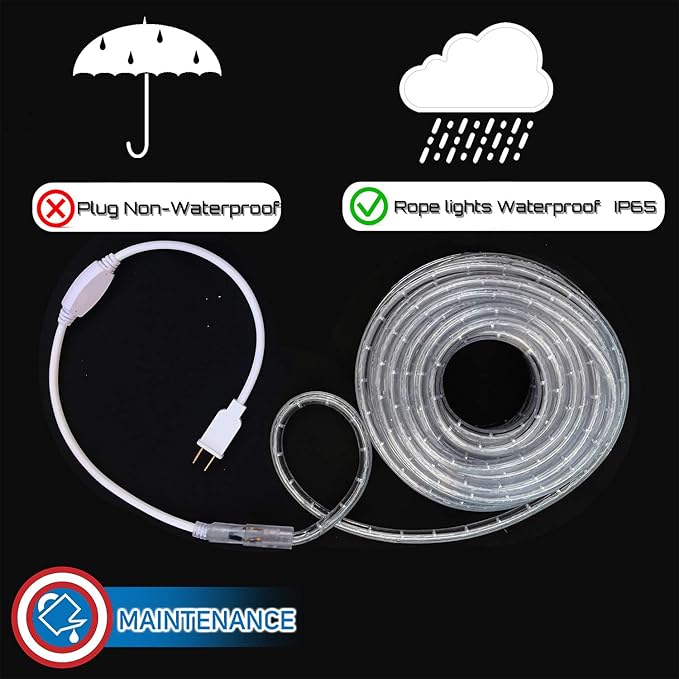 Russell Decor LED Rope Lights for Festival Holiday Party Wedding Seasonal Christmas Decoration Super Bright and Flexible Lights (Blue, 60ft)