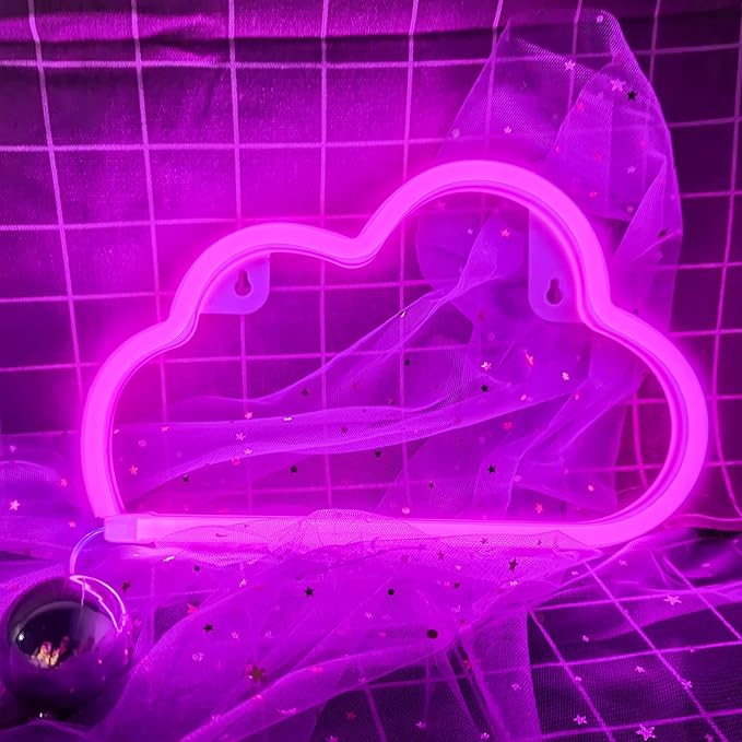 Cloud Neon Sign Pink Cloud Light Sign for Wall Decor,Battery or USB Powered Clouds Shaped LED Sign Decoration Lights for Bedroom Aesthetic Teen Girl Kid Room Christmas Birthday Wedding Party