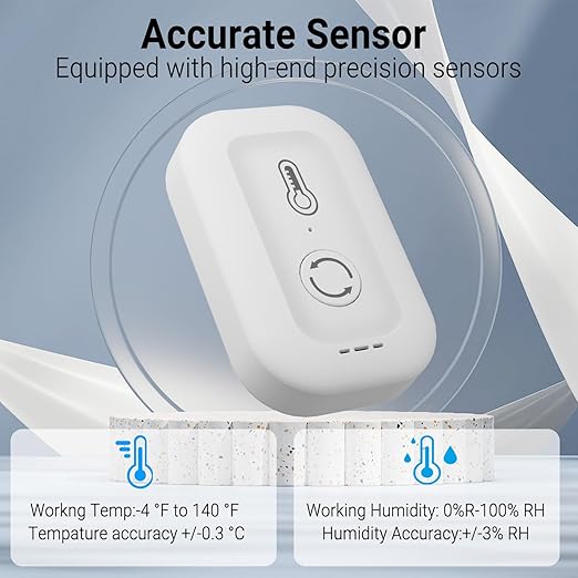 DAYBETTER 1PACK Smart Thermometer Hygrometer, 2.4G WiFi Indoor Temperature Humidity Sensor, Real Time App Notification, for Home Nursery Greenhouse, No Tuya Smartlife Magic Home Support