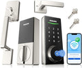 Philips WiFi Smart Lock with Front Door Handle Set, Built-in WiFi, APP Remote & Voice Control, Fingerprint Keyless Entry Door Lock, Keypad Deadbolt Smart Locks for Front Door, Auto-Lock, Satin Nickel