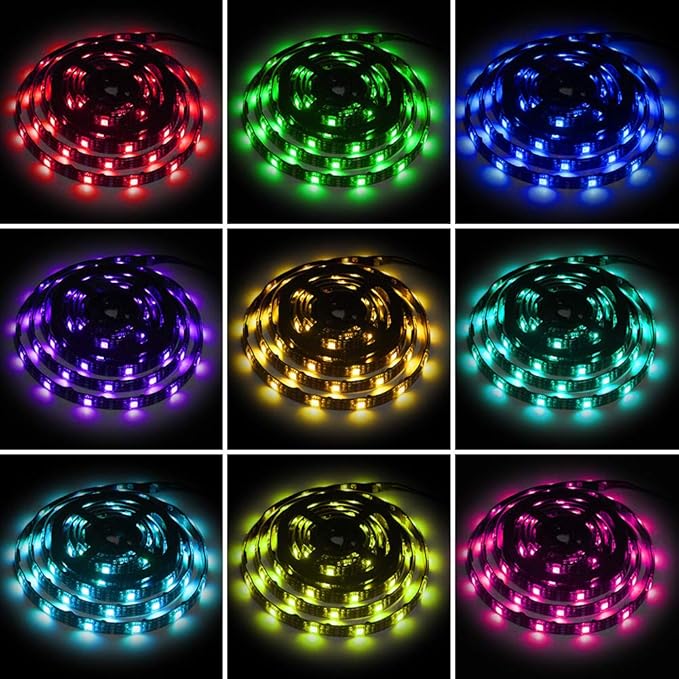 USB LED Strip Lights 13.2ft, USB Powered LED Light with 24-Keys Remote Controller Waterproof RGB Flexible Color Changing LED Strip Light for TV Backlights, Bedroom, Desk, PC, Camping & Home Decoration