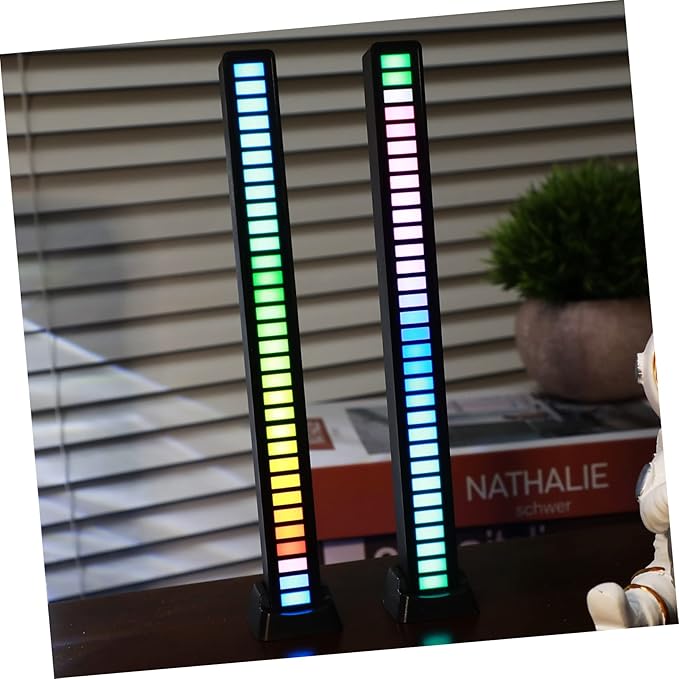 2-Pack RGB Rhythm Light Bars Rechargeable Sound Activated LED Lights for Ambient Lighting in Car and Bedroom Voice Activated Adjustable Brightness