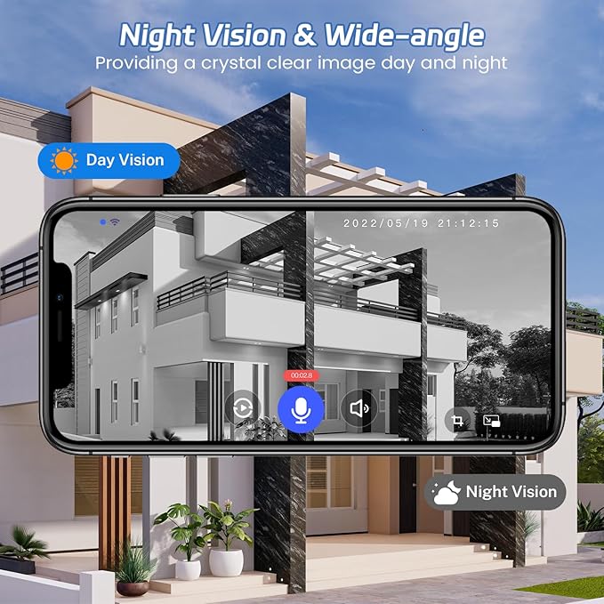 Doorbell Camera M52, Security Camera Outdoor/Indoor, 1080 HD with Night Vision, 4 Infrared Lights, 120° Wide View, Motion Detection Notification, Works with Smartphone, Wireless, Online Support
