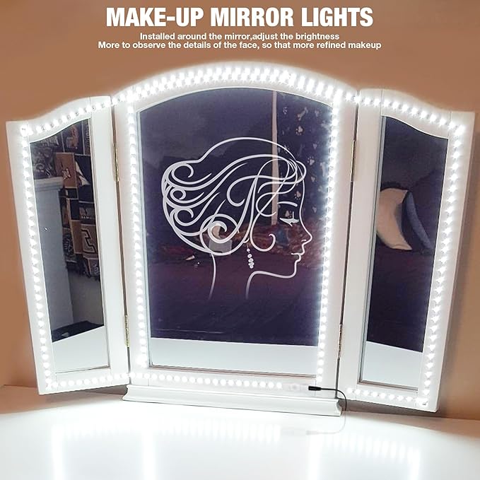 ViLSOM Led Vanity Mirror Lights Kit, 13ft/4M 240 LEDs Make-up Vanity Mirror Light for Vanity Makeup Table Set with Dimmer and Power Supply, Mirror not Included