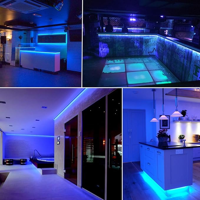 12 Volt 20ft Blue led Strip Lights, Non-Waterproof 360 LEDs Blue led Lights for Bedroom, Shops, Christmas, Halloween.