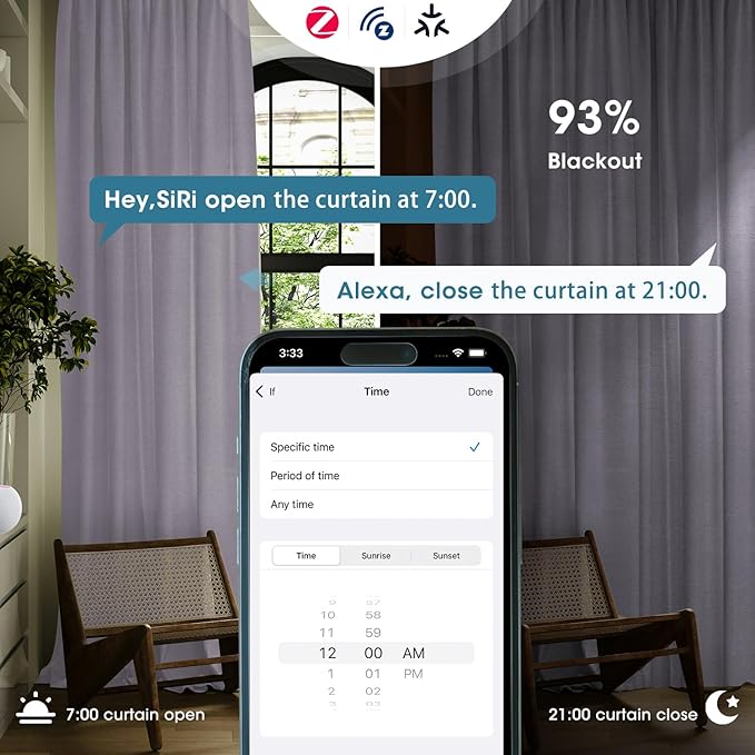 SmartWings Automatic Curtain Opener with Drapery, Motorized Vertical Blinds with Remote, Electric Closet Doors Sliding Panels Compatible with Alexa Google Homekit, 93% Blackout Light Purple