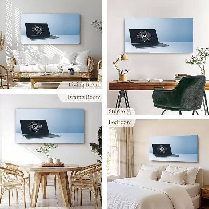 Wibinuki Wall Art Wall Decor Wall Paintings Computer laptop AI or Artificial Intelligence on screen. Using for Living Room Bedroom Bathroom Home Decor Can Be Hung Directly 20"x 40"