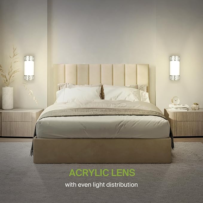 ASD 12 Inch LED Indoor Wall Sconce - Brushed Nickel Modern Dimmable 15W 2700K-5000K Adjustable Wall Mounted Light Fixtures, Wall Lights for Bedroom, Bathroom, Living Room, Hallway Decor - ETL 4 Pack