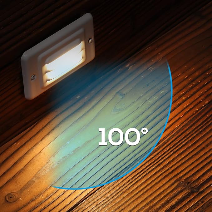 LEONLITE LED Step Lights Indoor, Wall Mount Stair Lighting with Louver Faceplate, 120V, 3000K Warm White, Metal Faceplate with Bright White, Non-Dimmable, ETL Listed, Pack of 3