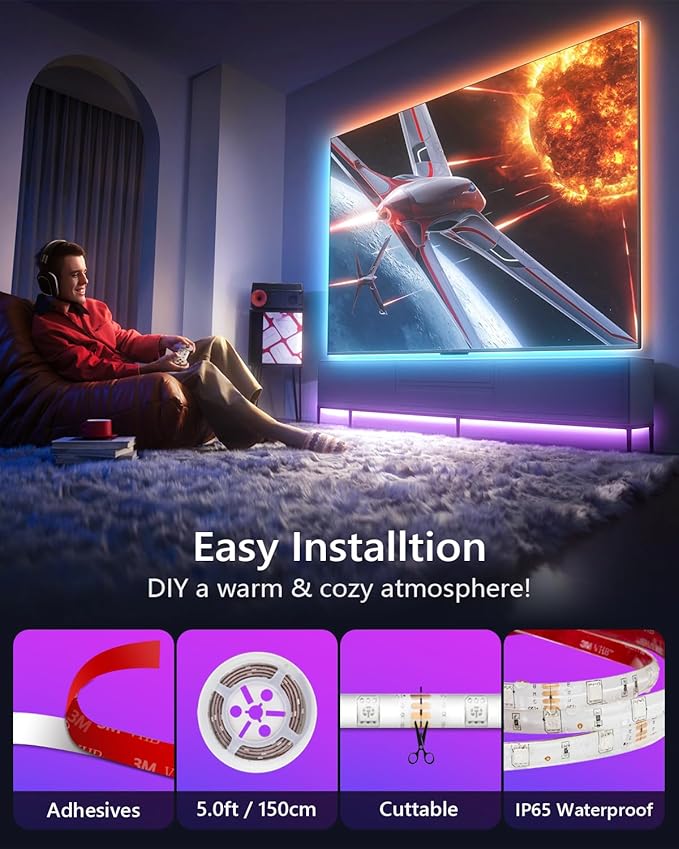 WILLED RGB LED Strip Lights, Under Bed Light Motion Activated Sensor, RF Remote Control with Timer, Color Changing Strip Lighting for Bed, Stairs, Shelf, Desk, Cabinet and Party Decoration
