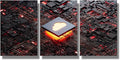 LSIUHWUWI 3 Panel Modern Wall Art CPU Cloud Computing Pictures Print on Canvas Wall Art for Bedroom Living Room Home Office Wall Decorations Framed Ready to Hang 16x24inchx3