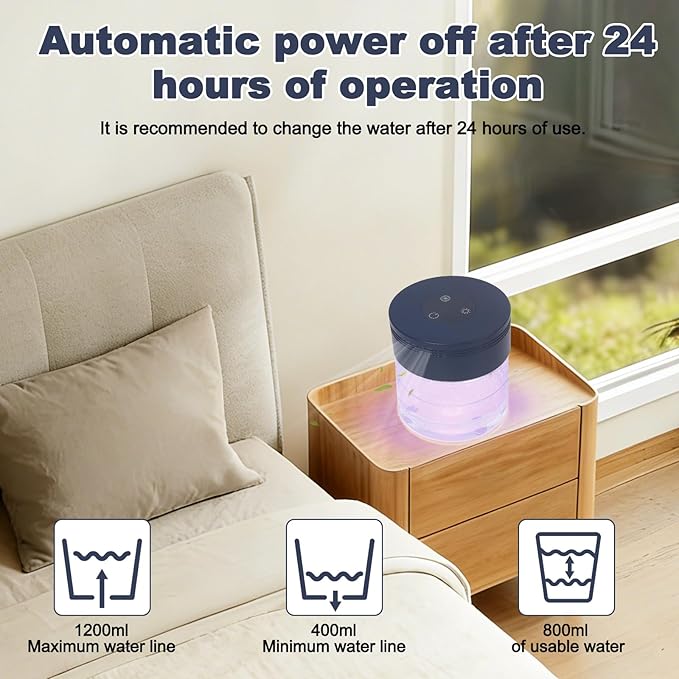 Water Air Purifiers for Home, Water Based Air Purifiers, Quiet 3-Speed Air Washer Aroma Diffuser, 8-Color Light Air Revitalizer, 24H Auto Shut-off Humidifier for Bedroom, Office, Living room, Pet
