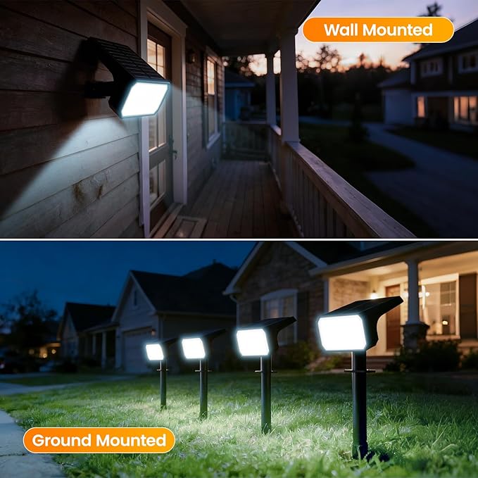 Fabrito 8 Pack Solar Spot Lights Outdoor Waterproof IP67, [108 LEDs, 4 Modes] Dusk to Dawn Spotlights with 1500mAh Battery for All Night, Landscape Lights for Tree, Yard, Pool, Pathway, Cool White