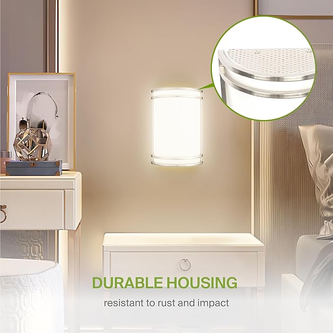 ASD LED Indoor Wall Mount Light Fixture - 8 Inch 15W Modern Interior Nickel Dimmable Wall Sconce Light - ETL 3000K 4000K 5000K Adjustable - Hallway, Bedroom LED Wall Lights