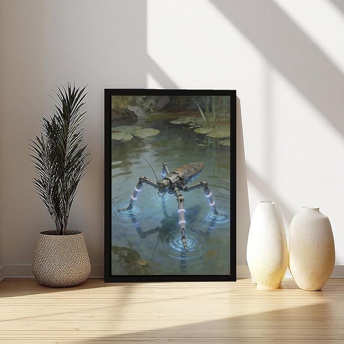 Framed Modern Sci Fi Wall Art for Living Room And Studio Futuristic Minimalist Decor 12x18in