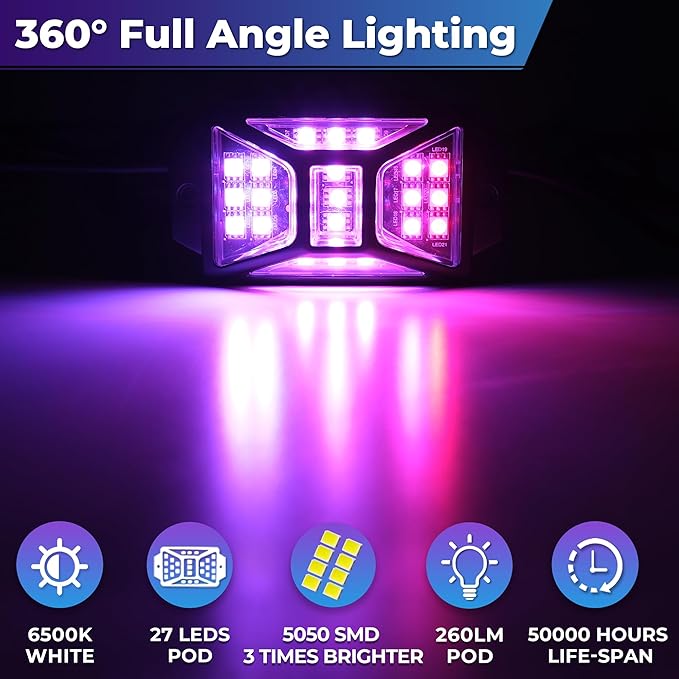 12PCS 12V-72V Golf Cart Lights, RGB Led Underglow Light Kit with 2 Remotes and App Control, Voltage Converter, Waterproof, Sound Active, Battery Drain Protect Kill Switch Golf Cart Underglow Lights