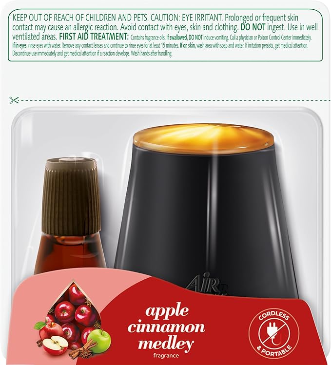 Air Wick Essential Mist Starter Kit (Diffuser + Refill), Apple Cinnamon, Fall scent, Fall spray, Essential Oils Diffuser, Air Freshener