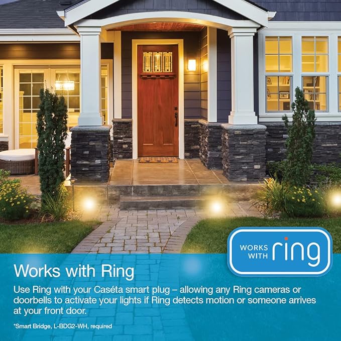 Lutron Caseta Outdoor Smart Plug Weatherproof+ and Pico Smart Remote, for Landscape and String Lighting, P-PKG1OUT-BL, Black