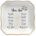 OASSIE Christian Gifts for Women Faith - You Are 4"x4" Ceramic Jewelry Dish Tray - Appreciation Inspirational Catholic Birthday Gifts for Women Friends, Wife Present Ideas, Trinket Dish Jewelry Tray