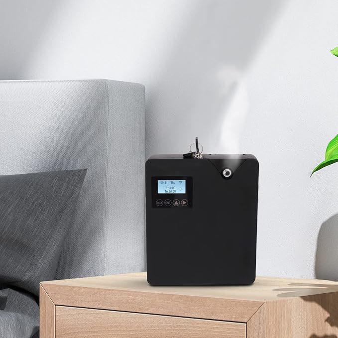 Smart Scented Air Machine, 300ml Anhydrous Essential Oil Diffuser with Professional Atomization Technology, HVAC Essential Oils for Large Rooms, Business, Office, Spa (Black)