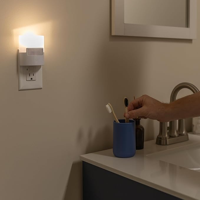 GE Ultra Brite Motion-Activated LED Light, 40 Lumens, Soft White, Night Light, Energy Efficient, Ideal for Hallway, Stairs, Kitchen, Garage, Utility Room, Laundry Room, White, 12201