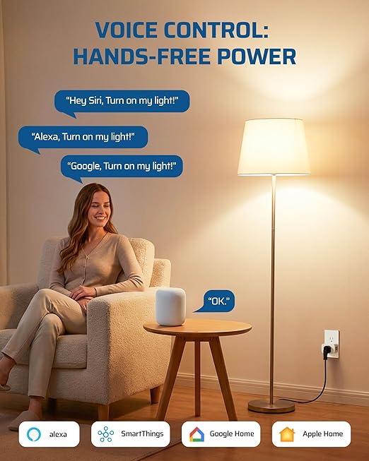 DEWENWILS Matter Smart Plug, Work with Apple Home, Alexa, Google, SmartThings, Smart Outlet with Schedule and Timer, FFS Easy Setup, 100% Privacy 15A/1800W, APP Voice Control, 2.4G Wi-Fi Only, 2 Pack
