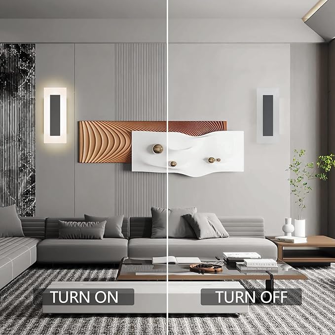 LMQNINE Modern LED Acrylic Black Wall Sconce Warm White Light 3000K for Bedroom Corridor Stairs Bathroom Indoor Lighting Fixture Lamps Home Room Decor (2-Pack)…