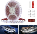 Pontoon LED Strip Lights, 12V 5M/16.4FT Waterproof Marine LED Light Boat Interior Lights, Boat Deck Light for Night Fishing, Ideal for Pontoon and Fishing Boat, Extension Cable Included (White)