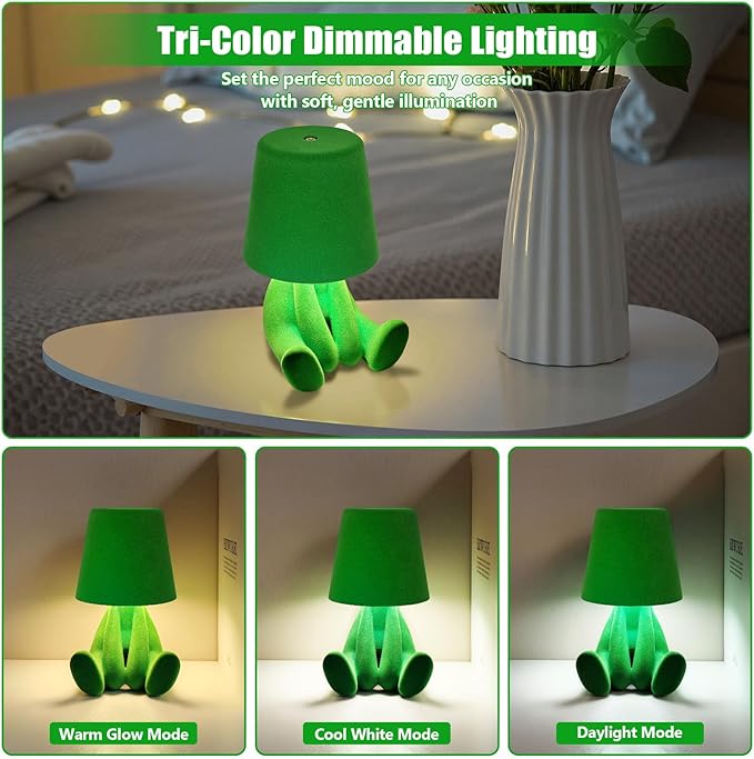 Bedside Touch Control Table Lamp, USB Rechargeable Night Light for for Men Women, 3 Way Dimmable Cute Light Nightstand Lamp Birthday Gifts