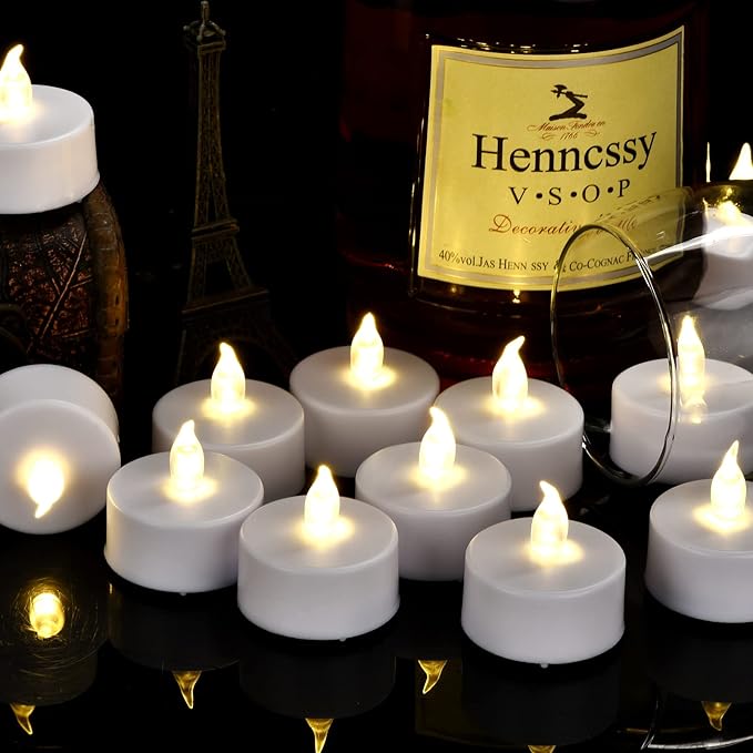 Flameless Tea Lights Candles 50/100/150 Packs LED Battery Operated Electric Votive Fake Candles Realistic Flickering and 200+ Hours Long Lasting Bright for Celebrations Festivals (50 Packs, White)