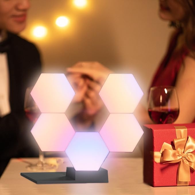 AW 3 Pack APP Control Hexagon Lights Smart LED Panel Smarter Kit Music Sync 16 Million Colors Change for Gaming Room