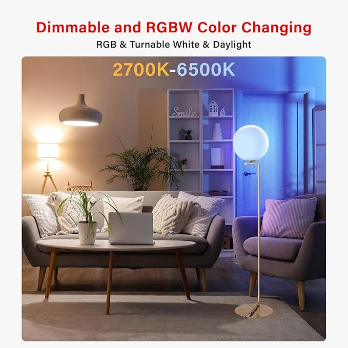 Sengled Dual Mode Smart Light Bulbs with Remote & App Control, Color Changing Bulbs, RGBW LED Light Bulbs 2700K-6500K Dimmable, 60W, Local Group Control (4P No Remote, No Support Alexa & Google)