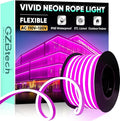 GZBtech Flexible LED Neon Rope Lights 50FT,AC 110-120V Waterproof Strip Light, 120 LEDs/M Cuttable Connectable Neon Lighting for Indoor Outdoor Home Decor/Commercial Building Use-Pink 15M, ETL Listed